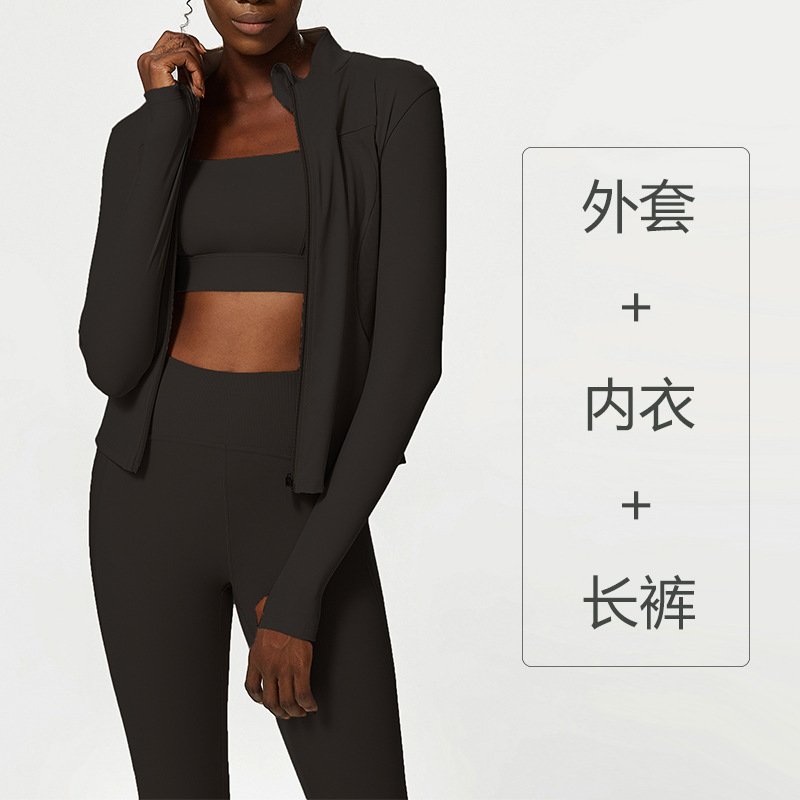 C134 manteau c135 soutien-gorge c136 pantalon ensemble trois pièces noir