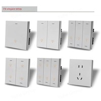 Interruptor Inteligente Tuya Smart Life de 86 Botones, Compatible con Alexa y Google Home, Control por Aplicación, 3 Vías, 2/4 Canales, YHKG-ZD001A, Sistema de Hogar Inteligente, IP21