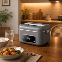Kabellose Elektrische Lunchbox 1300ml Edelstahl-Innentopf Digitale Steuerung Timer-Funktion Selbsterhitzender Speisenwärmer 1 Jahr Garantie