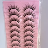 Faux cils en vison 3D naturels multicouches, épais, doux, en fibres synthétiques, longs, cruelty-free, épaisseur 0,07 mm, noirs