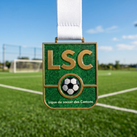 Médailles de football sportives en alliage de zinc moulé sous pression, émail 3D scintillant, personnalisables, directement de l'usine, pour récompenses de compétition de ligue