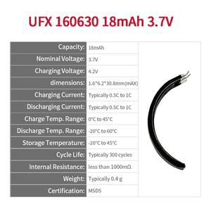 Smart Wearable Ring <strong>Battery</strong> UFX 160630 18mAh 3.7V Customized <strong>1MM</strong> <strong>Thickness</strong> Special Shaped <strong>Lipo</strong> <strong>Battery</strong> From Chinese Factory - Product Image 2