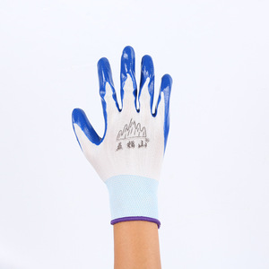ถุงมือไนไตรล์ Wuzhishan รุ่น N518 นิ้วมือแบบมีลายกันลื่น ถุงมือเพื่อความปลอดภัยในการทำงานก่อสร้าง ใช้งานทั่วไป 13 เย็บ - Product Image 1