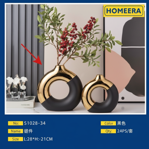 Vaso in ceramica oro nero L25 M8 H21CM decorazione decorativa per la casa pezzo per la camera da letto da salotto Desktop a forma di mano vaso da tavolo - Product Image 1