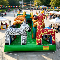 Structure gonflable robuste en PVC, thème Safari Jungle, pour location événementielle et jeux familiaux en extérieur