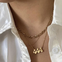 Collar de número de Ángel de acero inoxidable chapado en oro de 18K para mujer, joyería personalizada de alta calidad, sin deslustrar, resistente al agua, venta al por mayor