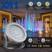 Lampe LED RGB Submersible pour Festival, IP68, 24V 24W, pour Bassin, Villa, Jardin, Fontaine, en Acier Inoxydable 304