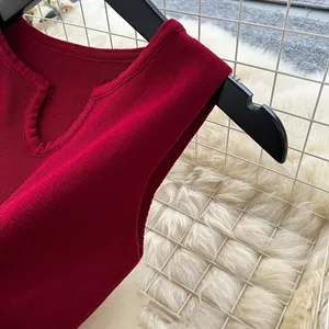 فستان صيفي أنيق بتصميم عتيق متوسط الطول ذو لون موحد مع طيات، فستان نسائي مثير محبوك غير متماثل بشبكة، أنيق ورشيق بأسلوب خيالي على الطراز الكوري البوهيمي العصري - Product Image 6