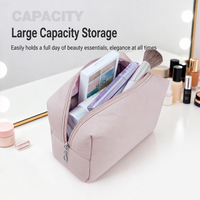 Nouvelle Trousse de Maquillage Légère Cloud Style Ins, Sac de Rangement Rectangulaire en Nylon Rembourré Imperméable, Portable avec Double Fermeture Éclair Respirant