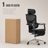Chaise de bureau moderne en maille, hauteur réglable, fonction d'inclinaison, repose-pieds, pivotante, appuie-tête réglable - PP pour la maison, le bureau, l'atelier