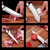 Couteau de boucher professionnel fait à la main en acier inoxydable désossage sculpture coupe Chef abattage avec manche en plastique à motif de bois