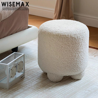 WISEMAX FURNITURE Mobilier de salon moderne, Fauteuil bulle, Poufs ronds, Ottomanes rondes en tissu bouclé, Tabouret à chaussures pour la maison
