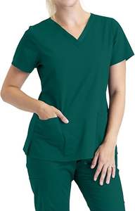 Blusa Médica con Cuello <span class=keywords><strong>en</strong></span> V para Mujer, Corte Clásico, 3 Bolsillos, Alto Rendimiento, Fácil Cuidado, Uniforme <span class=keywords><strong>de</strong></span> Trabajo <span class=keywords><strong>de</strong></span> Manga Corta para Doctora - Product Image 2