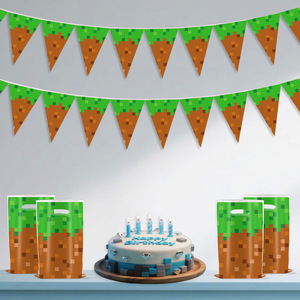 Gobelets de fête sur le thème de <span class=keywords><strong>Minecraft</strong></span>, design pixel, décorations d'<span class=keywords><strong>anniversaire</strong></span> jetables, 5-7 ans - Product Image 3