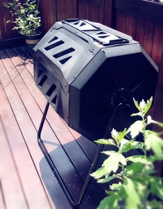 Vertak 160L / 43 Gallons Heavy Duty Rotatable Compost Tumbler Outdoor Garden Plastic Compost Bin with Easy Slide <strong>Doors</strong> - Product Image 6