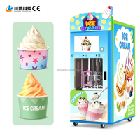Nouvelle machine distributrice de crème glacée commerciale à écran tactile, conviviale, avec plusieurs modes de paiement et distribution automatique de gobelets