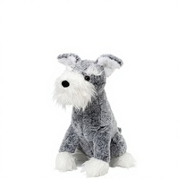 Boneka Anjing Schnauzer Realistis Bahan Polyester Lembut Isi Kapas PP Ukuran Kustom Hadiah