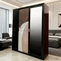 Armoire en acier imprimé d'Indonésie, 3 portes coulissantes, rangement pour vêtements, casier en métal, meuble de chambre à coucher en métal