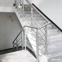 Rampe d'escalier en acier inoxydable soudé, style moderne personnalisable, adaptée aux terrasses, appartements et écoles