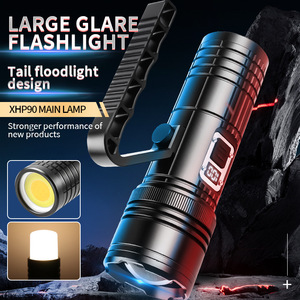 XHP90 COB Flashlight 6000mAh Rechargeable Digital Display High <b>Power</b> LED <b>Torch</b> With Tail Floodlight Design - Product Image 1