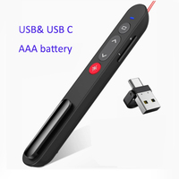 Telecomando Presenter Wireless 2.4Ghz Ricaricabile con Puntatore Laser e Ricevitore USB + USB-C per Presentazioni PPT