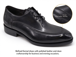 Black <b>Apron</b> Toe Oxford Dress Shoes for <b>Men</b> Polished Genuine Leather Lace Up Formal Business Wedding Dress Footwear Hand Stitched - Product Image 2