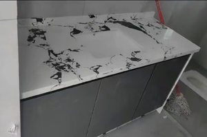 Gian hàng zhenshi hiện đại tối giản gấu trúc trắng đá granit nhân tạo tấm đá thạch anh không chứa silica 15/18mm bề mặt gương cho - Product Image 2