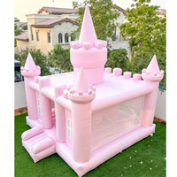 Langko Château gonflable 13 pieds rose Maisons gonflables Château sautant pour location de fête
