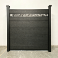 Panneaux de clôture de jardin en WPC avec cadre noir moderne |   Système de clôture composite horizontale pour jardin de villa, cour et enclos extérieur