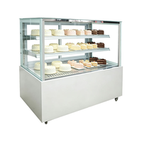 Vitrine Réfrigérée Commerciale pour Gâteaux, Présentoir en Verre à 360°, Refroidissement par Air, Comptoir de Desserts sur Pied, Réfrigérateur de Présentation pour Boulangerie