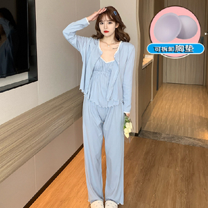 3 Ini 1 pigiama in cotone pigiama Mujer a manica lunga abbigliamento da notte taglie pigiami a punti stampati pigiama da donna Set - Product Image 4