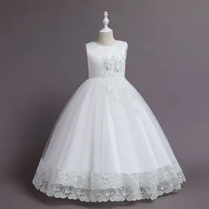 Gaun pernikahan bunga desain rok bayi untuk gaun pesta panjang anak perempuan Prom