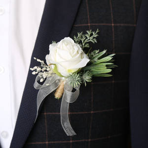 جديد الزفاف وصيفة العروس روز الزفاف المعصم الاصطناعي زهرة الحرير الصدر بروش النسيج المعصم الصدر الزهور - Product Image 2