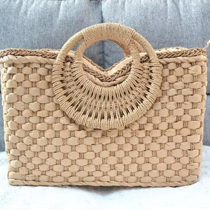 Sacs à main tendance pour dames Nouveau design Sac à bandoulière tissé à fermeture ouverte Sac de plage décontracté en paille pour femmes - Product Image 1