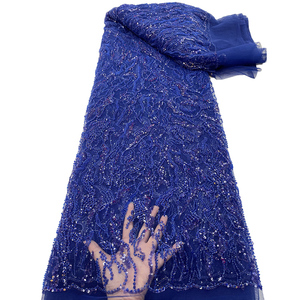 Tissu en dentelle à perles <span class=keywords><strong>vert</strong></span> <span class=keywords><strong>sauge</strong></span> en gros, dentelle à fleurs en maille à perles, dentelle Chantilly multicolore avec des paillettes - Product Image 1