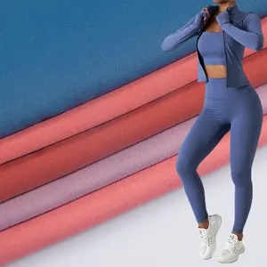 Üretici poliamid elastan mikrofiber İnterlok 4 yönlü streç kuru Fit Yoga tayt spor Spandex likra kumaş