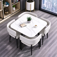 Ensemble de table à manger compacte de style rustique européen de luxe noir pour 4 personnes, pour salon