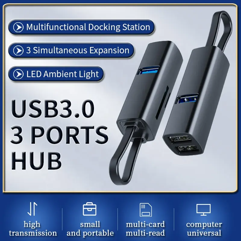 Fabrika toptan alüminyum yeni tasarım USB 3.0 USB C HUB veri transferi alıcı 3.0 + 2.0 3 port HUB Mac Pro PC için