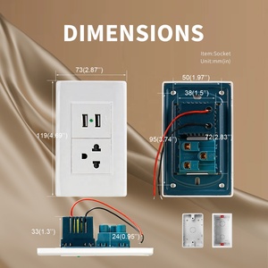 Prise à 3 pôles anti-effraction de Thaïlande + <span class=keywords><strong>double</strong></span> <span class=keywords><strong>port</strong></span> <span class=keywords><strong>USB</strong></span> A, prise sud-américaine sécurisée en panneau PC ignifuge - Product Image 5