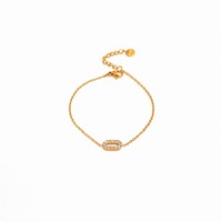 Prêt à expédier – Bracelet en acier inoxydable plaqué or 18 carats, étanche, multifonctionnel, avec pendentif ovale pavé de zircons – Bijoux en gros