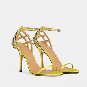 Sandalias de Seda para Mujer, Talla Grande 47, con una Sola Tira, Hebilla en el Tobillo, Diamantes, Tacón de Aguja, Zapatos de Vestir de Tacón Alto y Delgado - Product Image 3