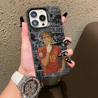 Joueur de football d'anime # 19 Coques de téléphone DIY en TPU avec peinture UV, antichoc et anti-traces de doigts pour 17/16/15/14 Pro Max