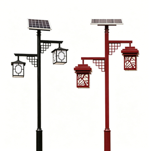 Outdoor Solar Street <b>Lights</b> LED Waterproof Iron Lamp <b>Post</b> 3500K Warm White IP65 for Road and Courtyard Lighting - Product Image 2