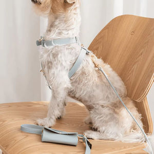 Bon service ensemble de harnais pour chien en cuir de luxe réglable en cuir de luxe harnais de plaque de poitrine pour chien randonnée harnais pour chien - Product Image 2