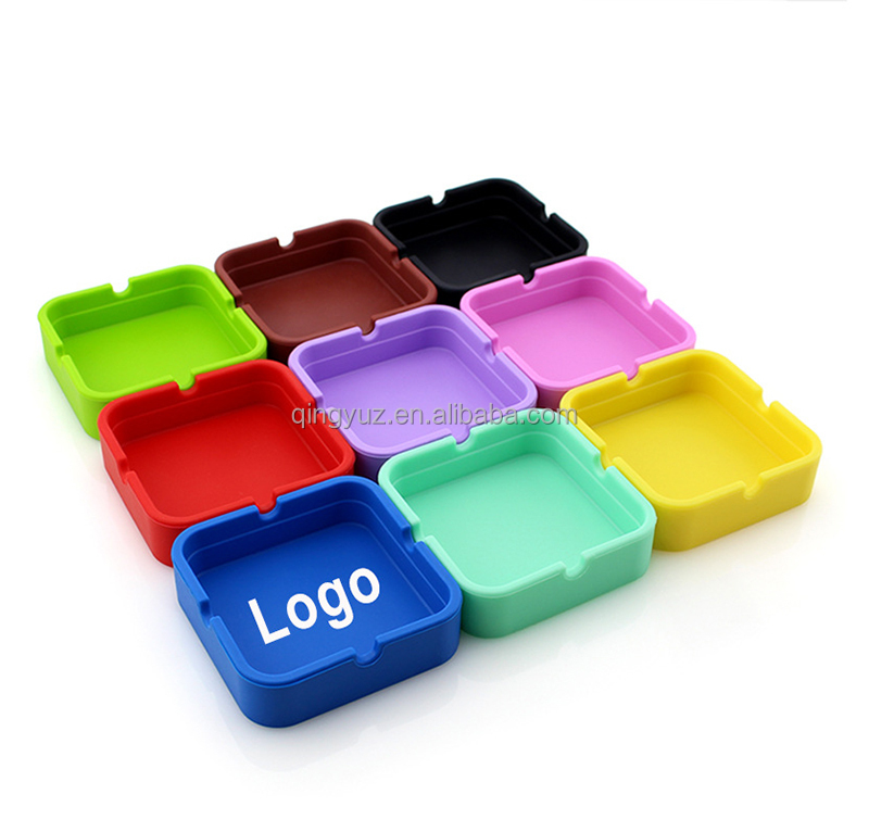 Factory Wholesale Custom Logo Square Silicone Cigarette Ashtray Premium Material with High Temperature Resistance Novelty Gifts