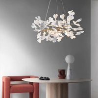 Lustre en céramique de style moderne et luxueux pour salon, restaurant, hôtel, villa, escalier, modèle feuille de Ginkgo