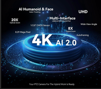 Cámara de Conferencia PTZ 4K con Zoom Óptico 20X y Seguimiento Automático por IA, Sistema de Videoconferencia POE NDI