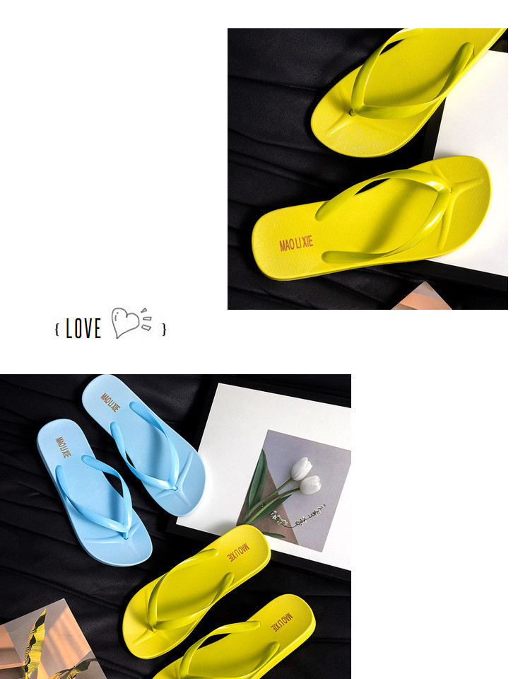New Solid Color Slippers Women Flip-flops Outside Soft Sole Beach Flipflops Wholesale
