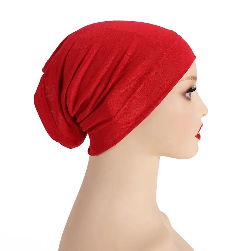 Écharpe arabe pour femmes musulmanes, bonnet confortable, couleur unie, intérieur Hijab