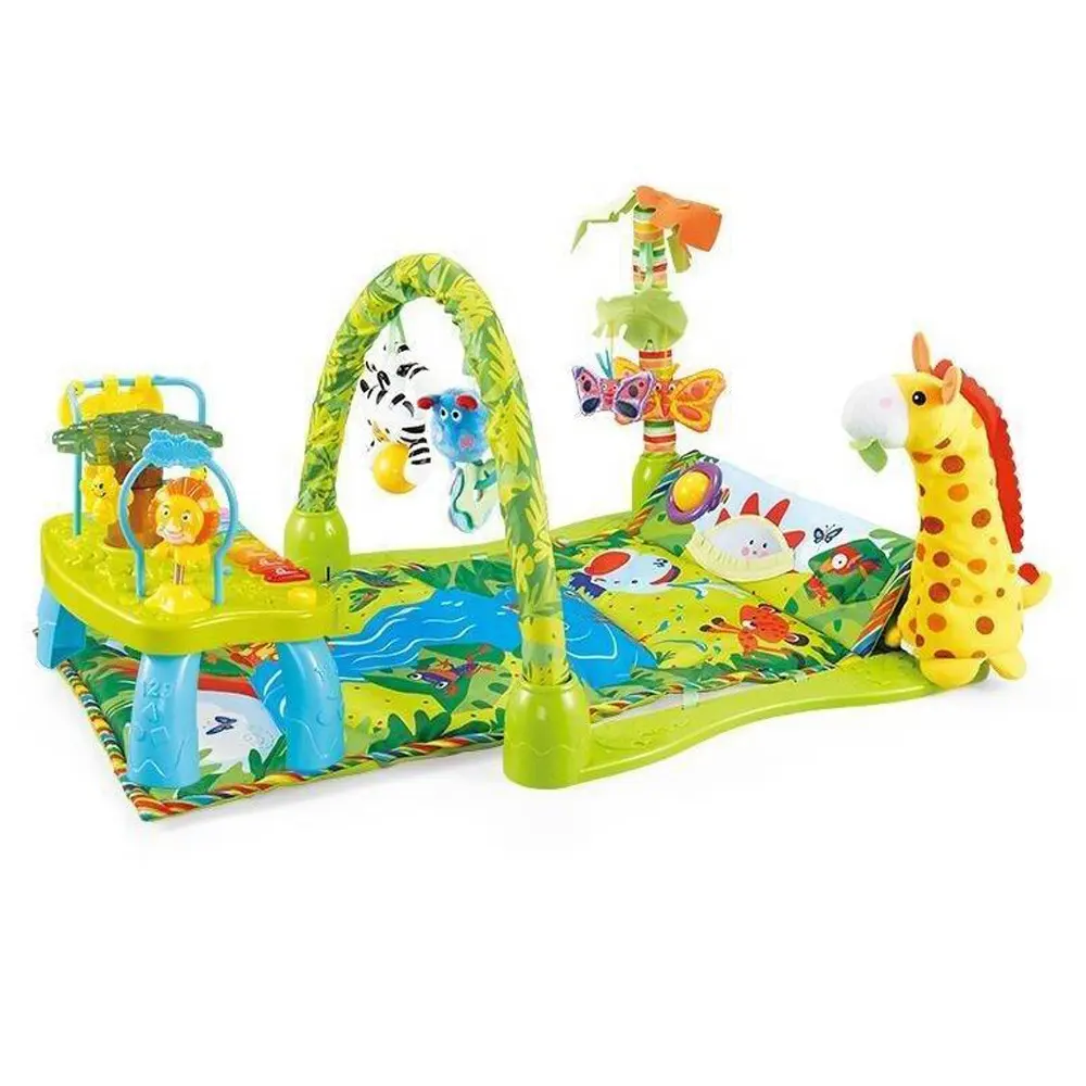 cartoon giraffe play mats children plastic rattles animal table games plush kids mat floor play mats babies with music